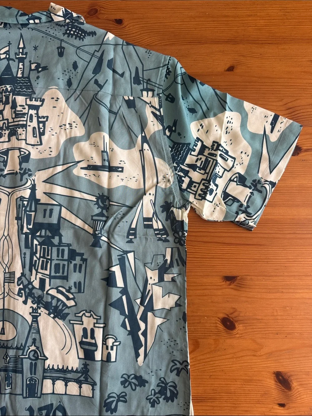 Disney Disneyland Vault 70th Anniversary Map Design Button Down Tee Shirt